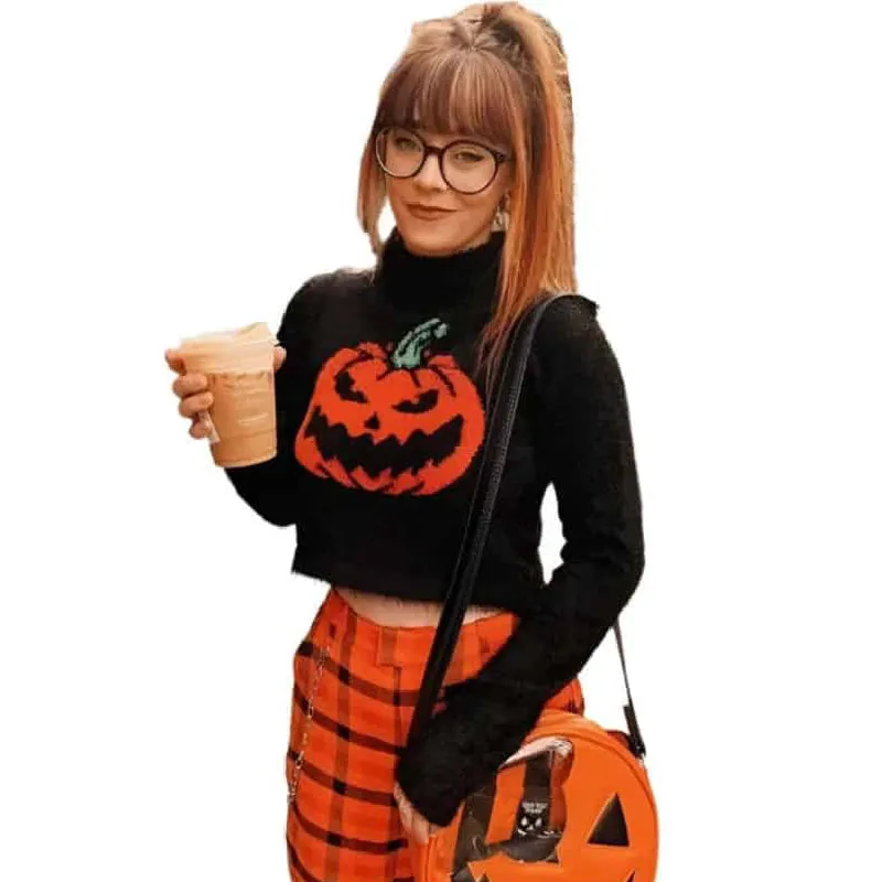 Pumpkin Turtleneck Short Sweater