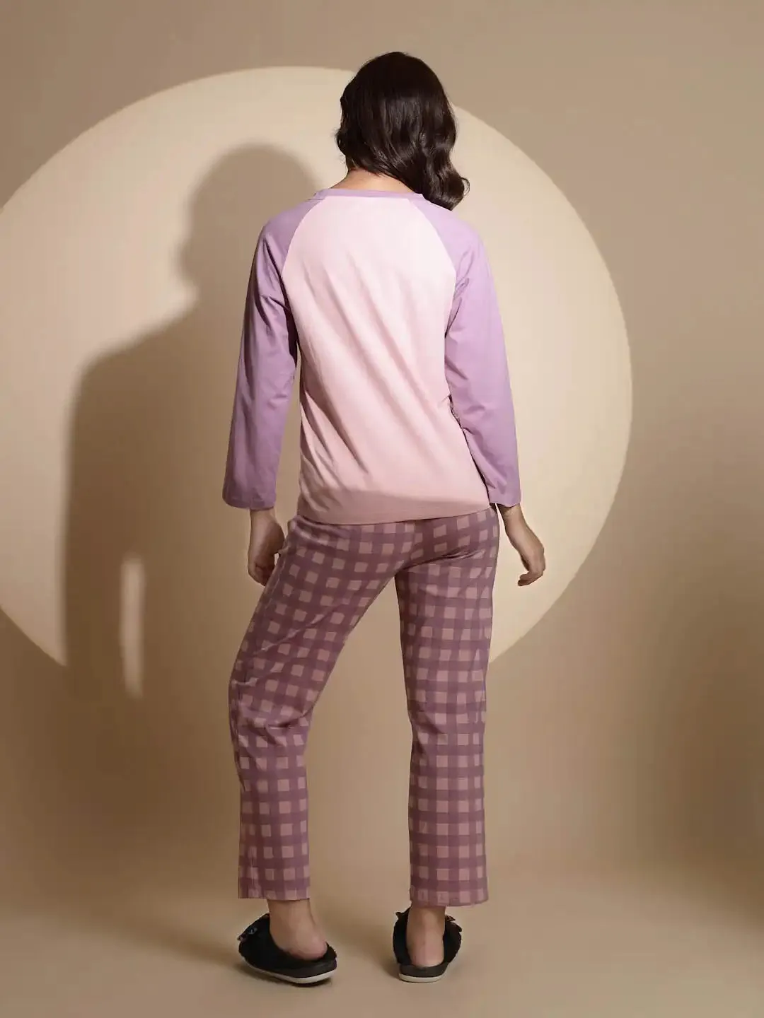 Purple Hosiery Solid Top & Pyjama Night Suit Set