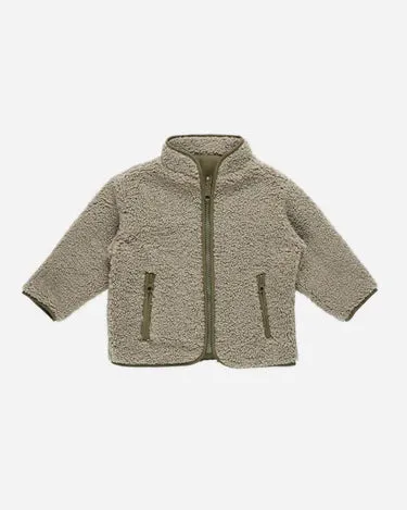 Quincy Mae Shearling Zip Jacket, Olive