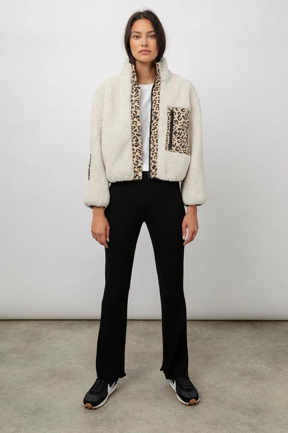 Rails Dean Plush Sherpa Jacket- Ivory Leopard Mix