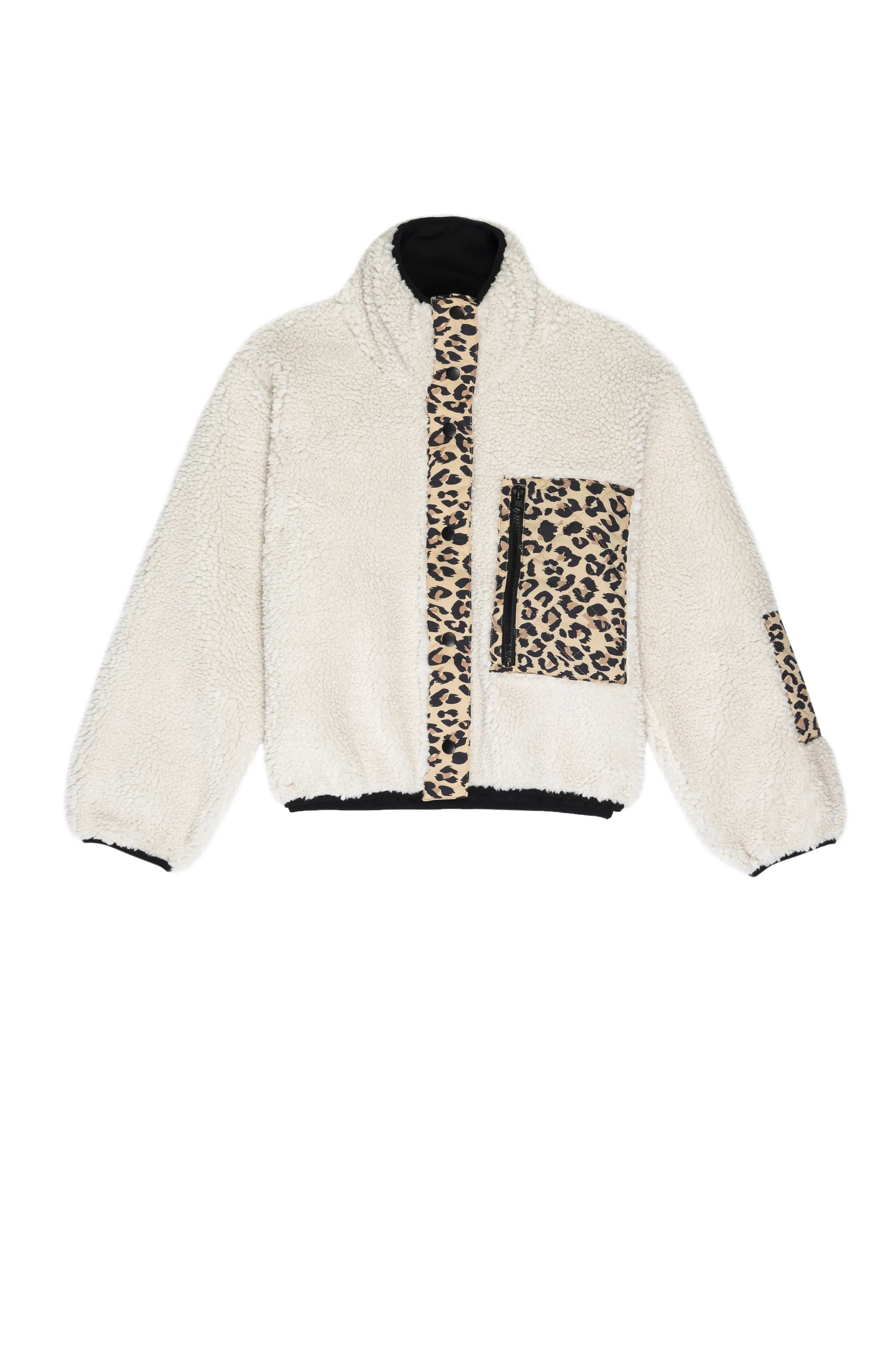 Rails Dean Plush Sherpa Jacket- Ivory Leopard Mix