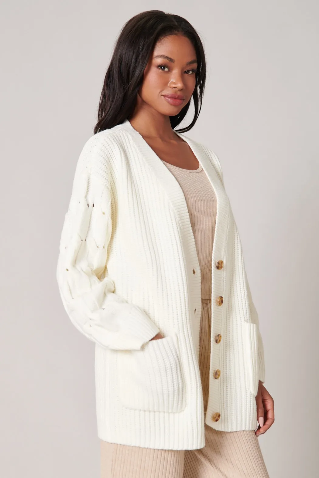 Sugarland Cable Knit Sleeve Cardigan