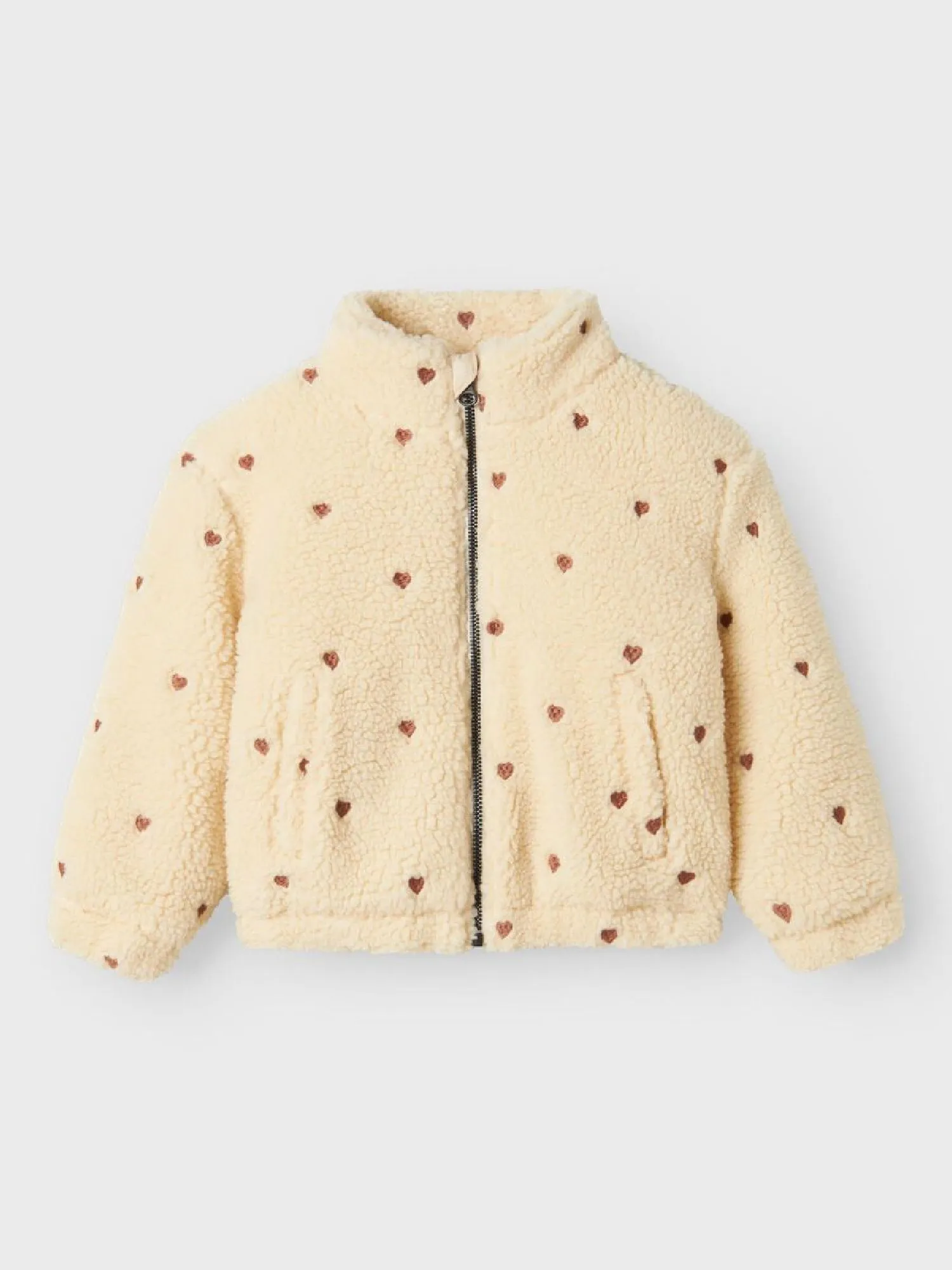 Teddy Fleece Jacket - Hearts - Sandshell