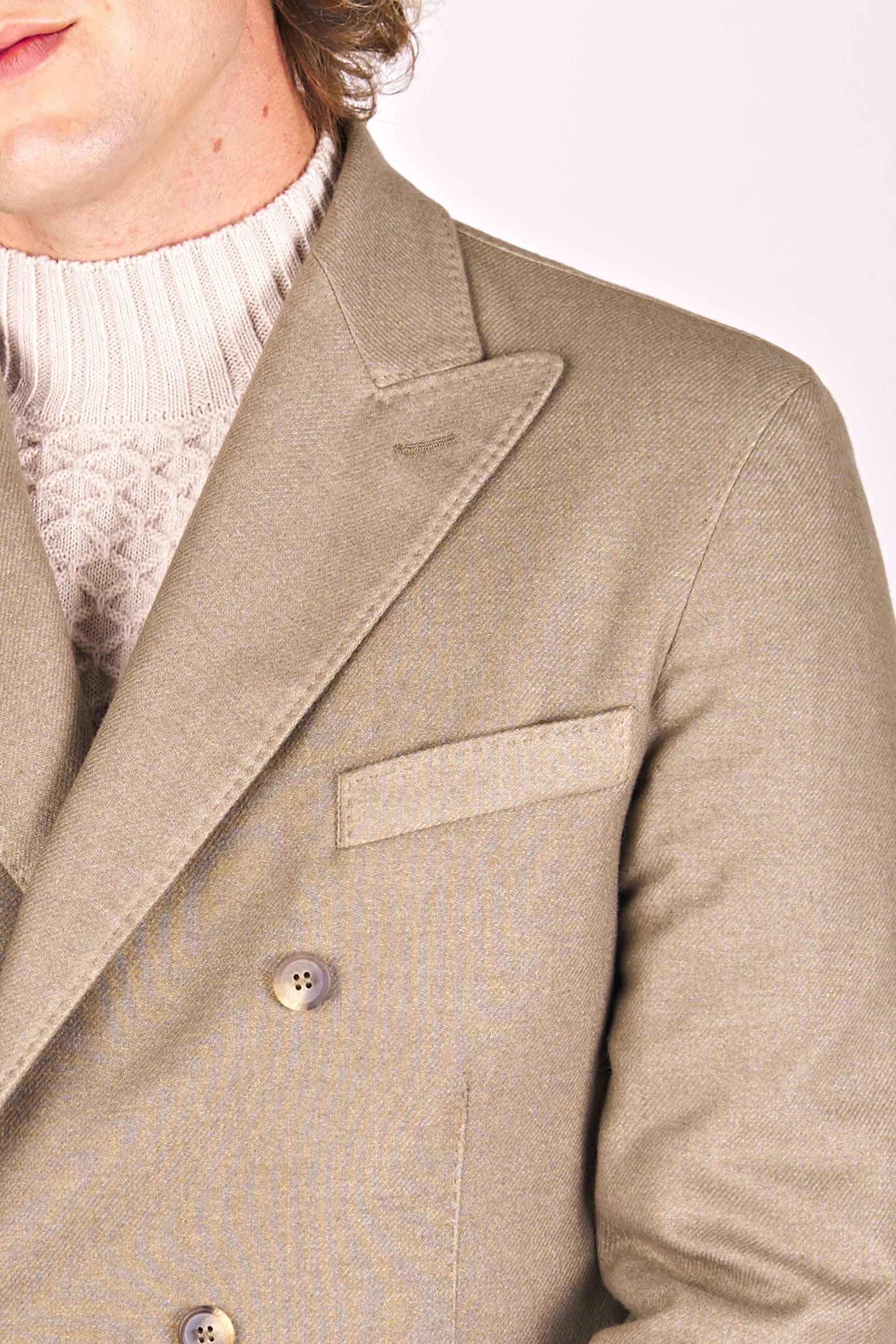 Unlined double-breasted wool blazer