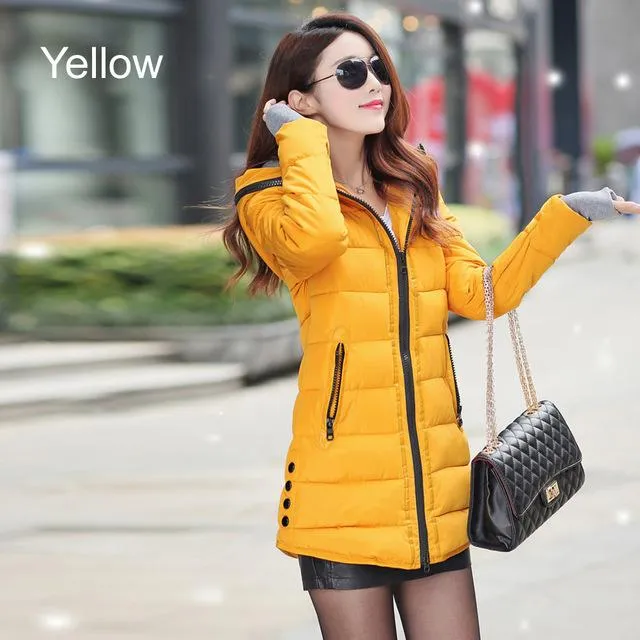 Warm Winter Jackets 2017 Women Fashion Down Cotton Parkas Casual Hooded Long Coat Thickening Parka Zipper Cotton Slim