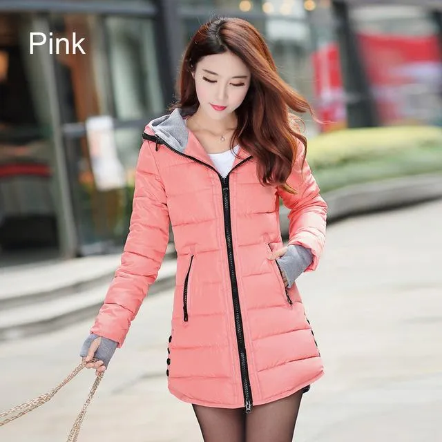 Warm Winter Jackets 2017 Women Fashion Down Cotton Parkas Casual Hooded Long Coat Thickening Parka Zipper Cotton Slim