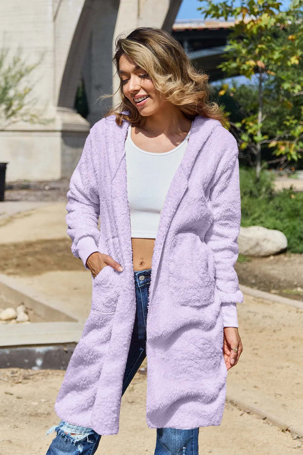 Whitney Hooded Teddy Bear Jacket with Thumbholes