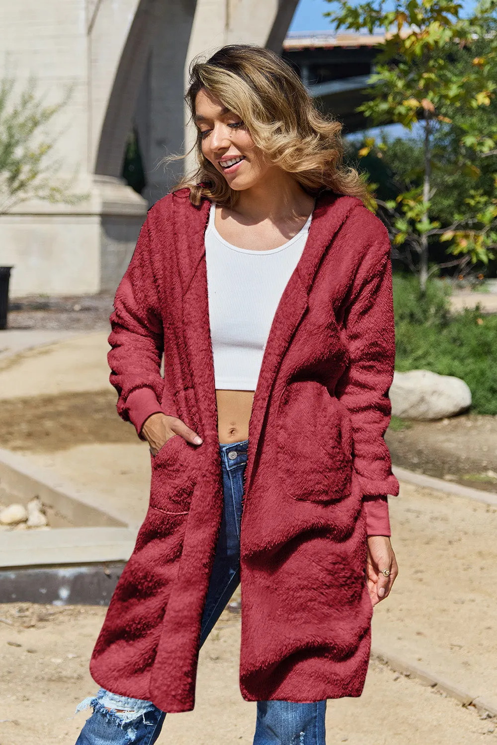 Whitney Hooded Teddy Bear Jacket with Thumbholes