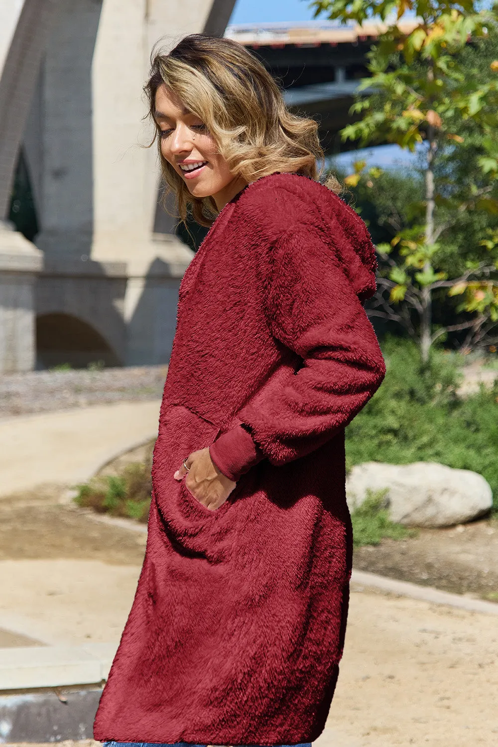 Whitney Hooded Teddy Bear Jacket with Thumbholes