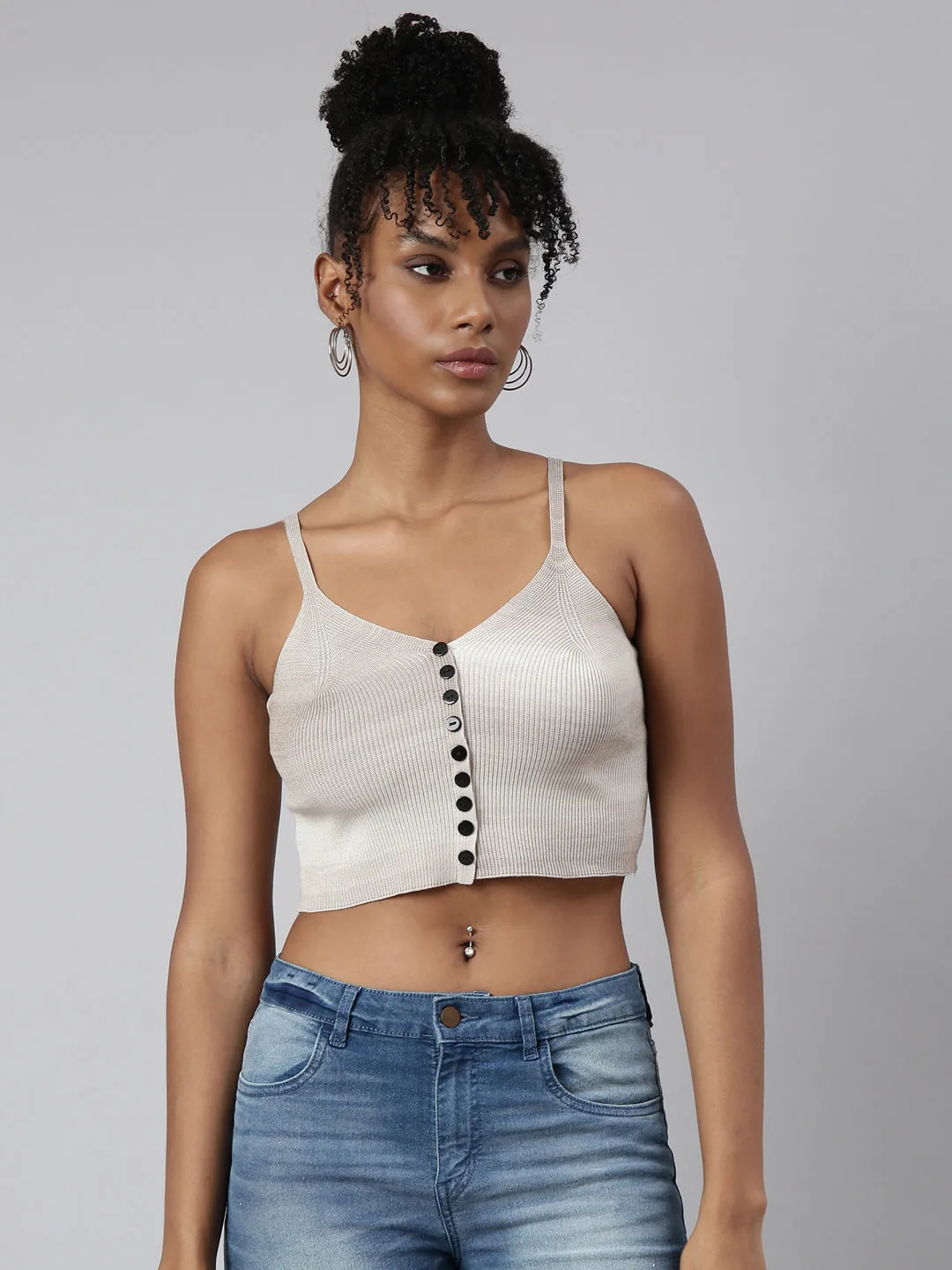 Women Grey Tie and Dye Bralette Crop Top