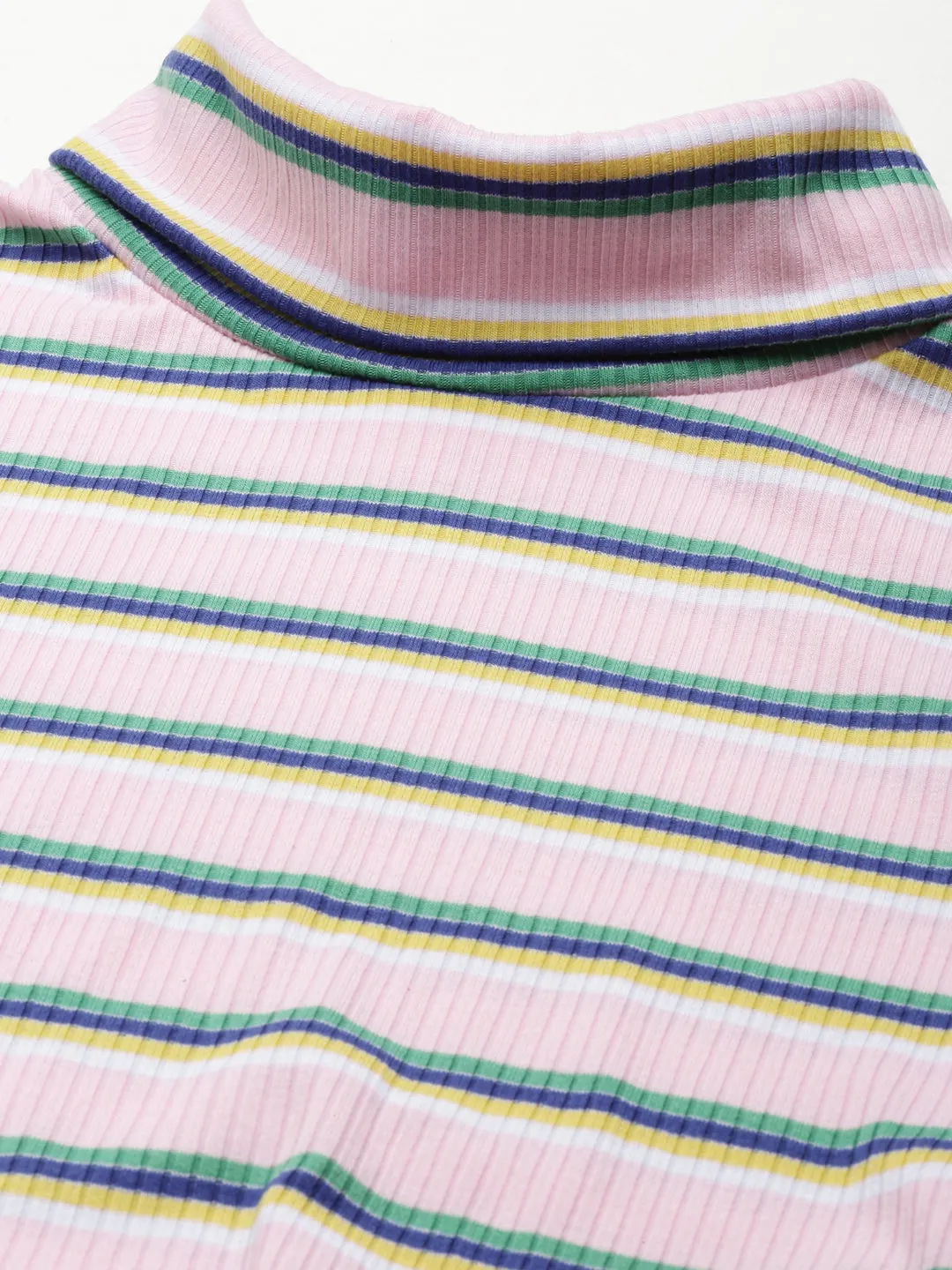 Women Pink Striped Crop Top