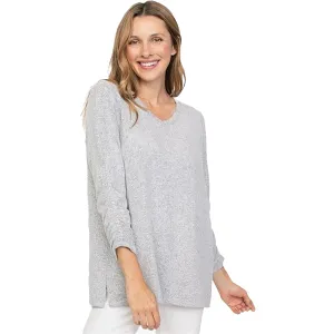 Women's Habitat Super Soft Fleece Ruched Sleeve V-Neck White