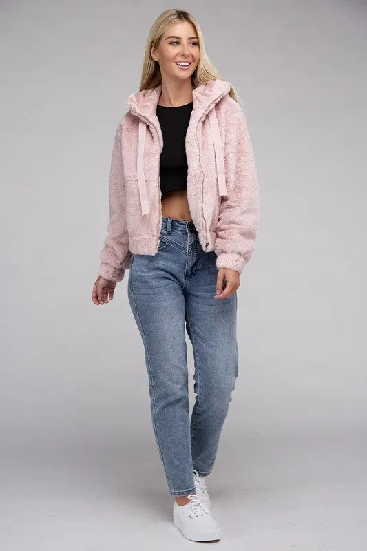 Youth Fluffy Zip-Up Teddy Hoodie