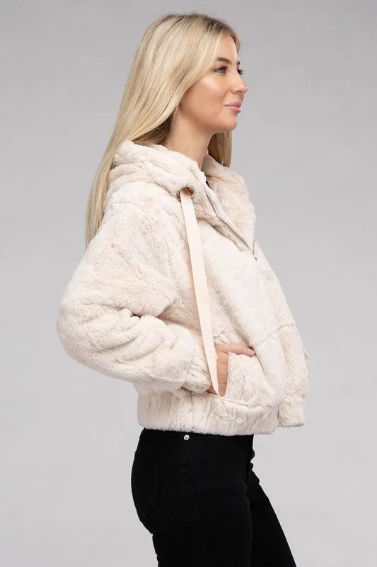 Youth Fluffy Zip-Up Teddy Hoodie