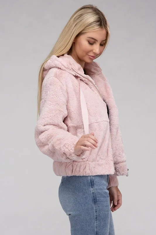 Youth Fluffy Zip-Up Teddy Hoodie