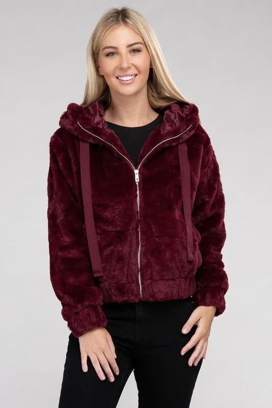 Youth Fluffy Zip-Up Teddy Hoodie