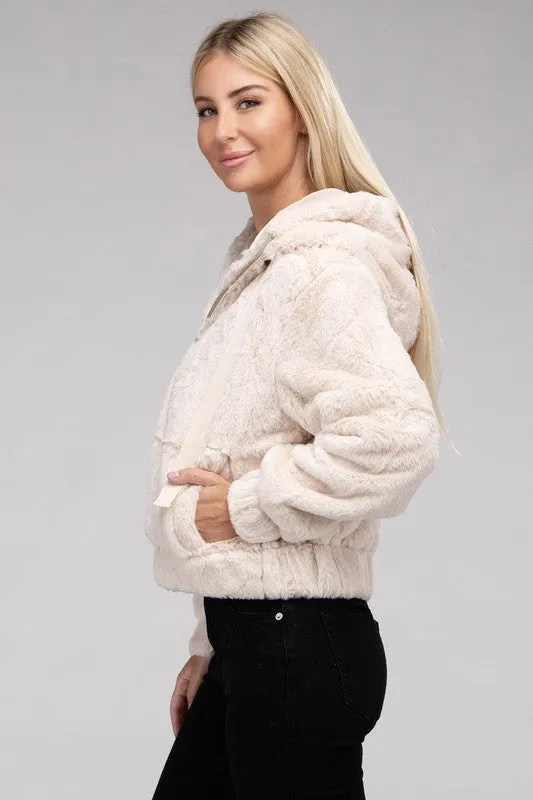 Youth Fluffy Zip-Up Teddy Hoodie