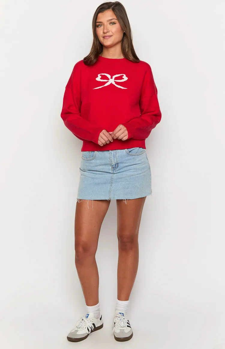 Zami Red Bow Sweater