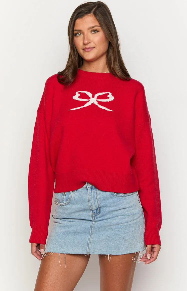 Zami Red Bow Sweater